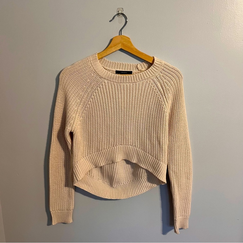 Forever 21 Cropped Ivory Sweater